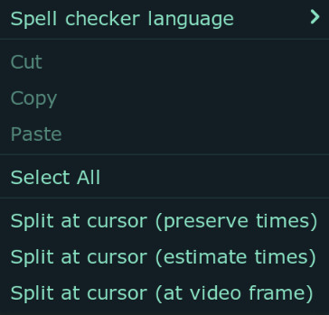 context menu