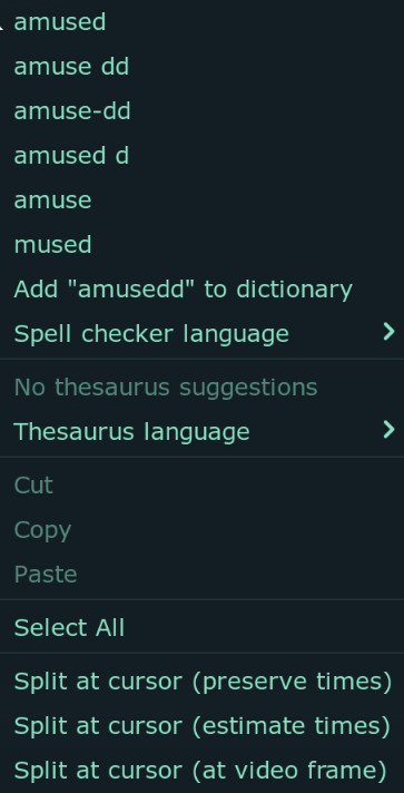 context menu